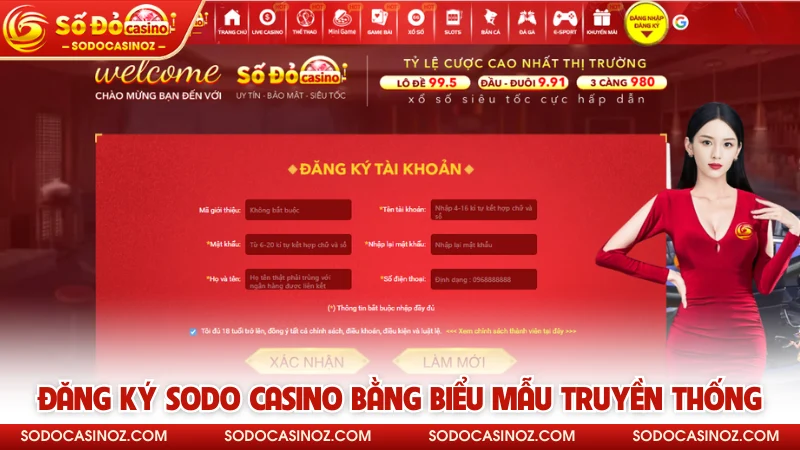 Đăng ký SODO CASINO bằng biểu mẫu truyền thống